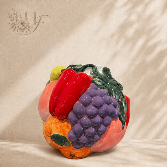 Aardewerk vaas Multi Fruit M met kleurrijk fruitmotief