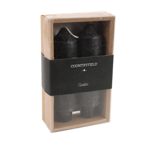 Countryfield dinerkaarsen zwart 2 x 12,5 cm set van 2