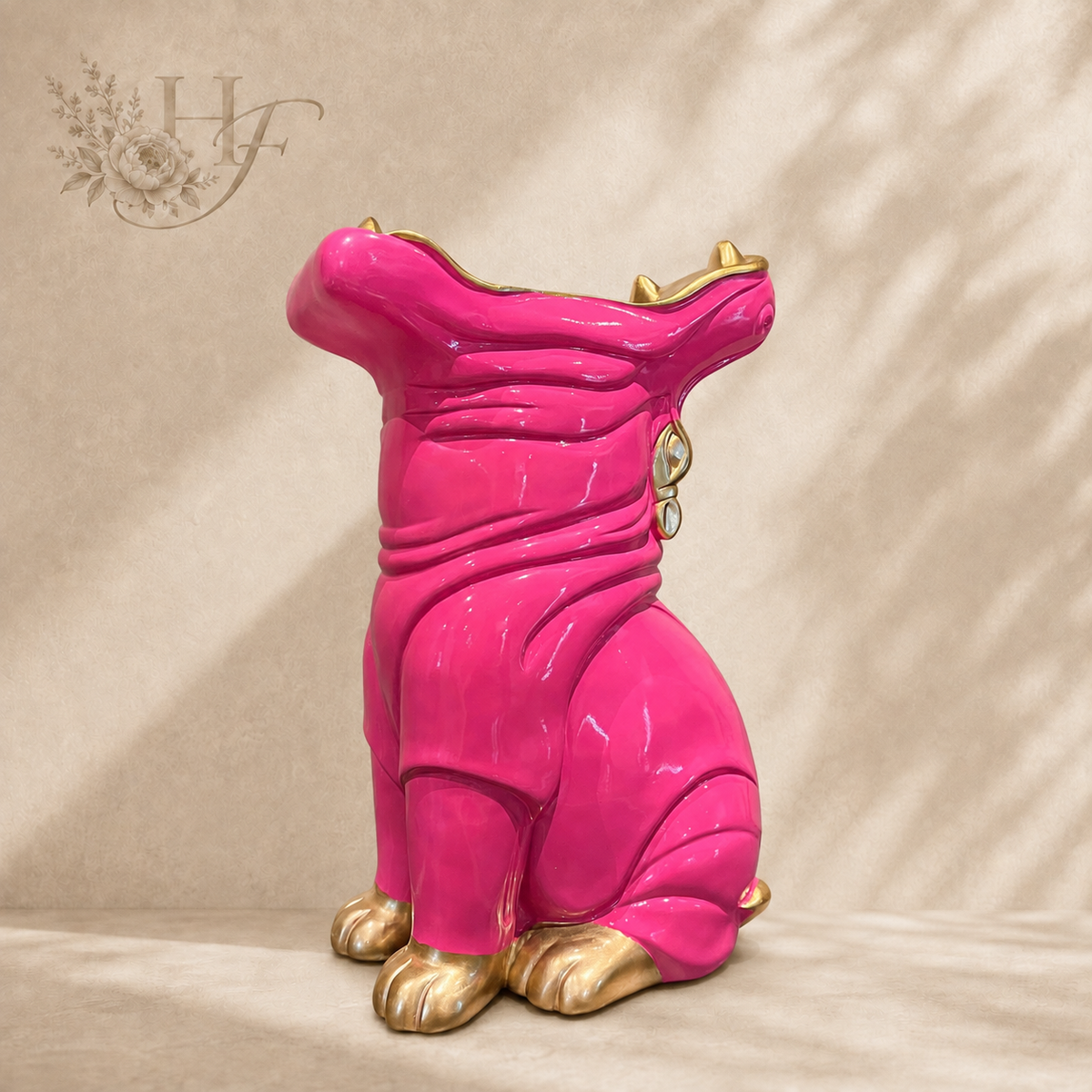 Nijlpaard vaas Roze uniek
