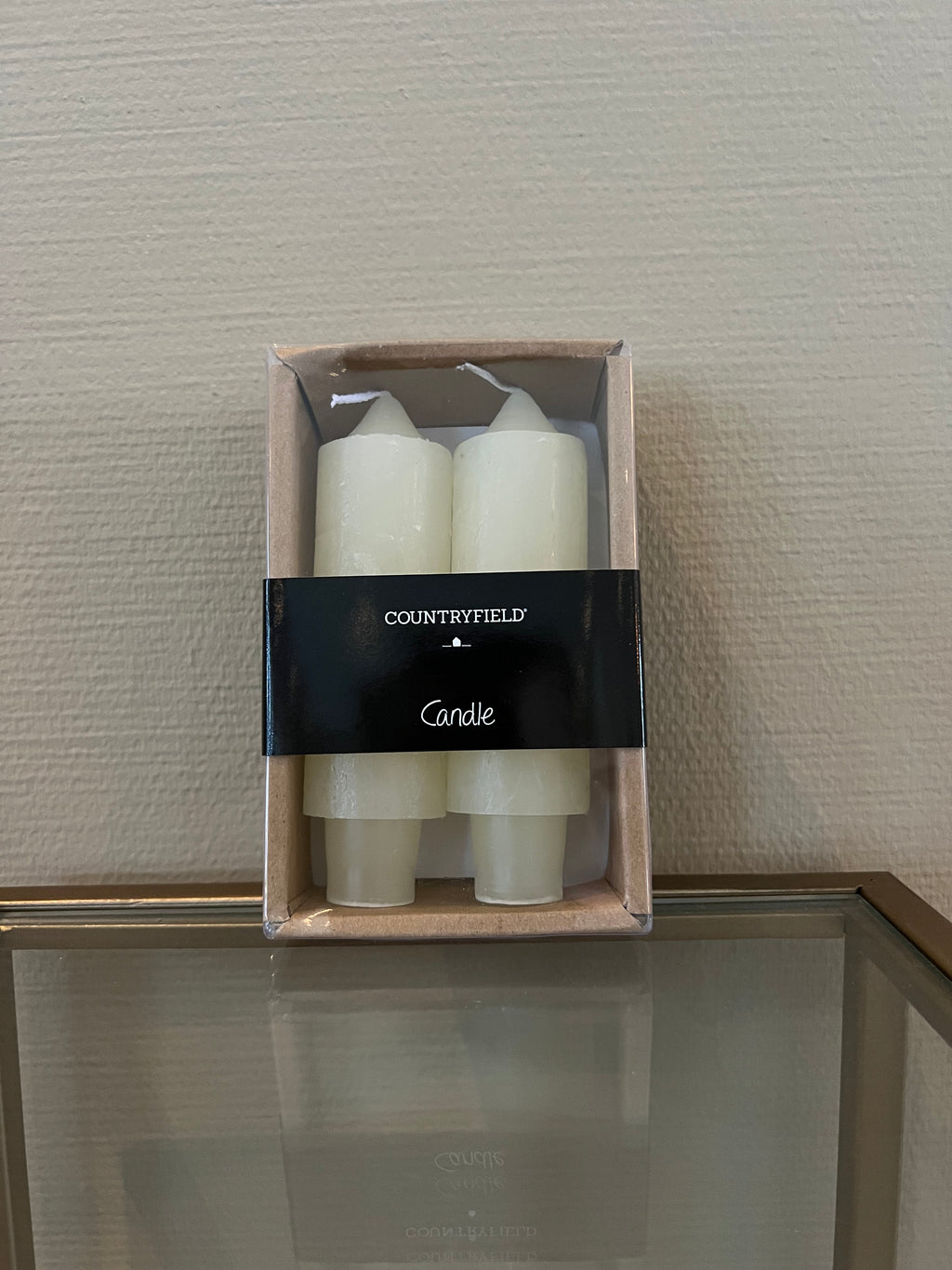 Countryfield dinerkaarsen crème 2 x 12,5 cm set van 2