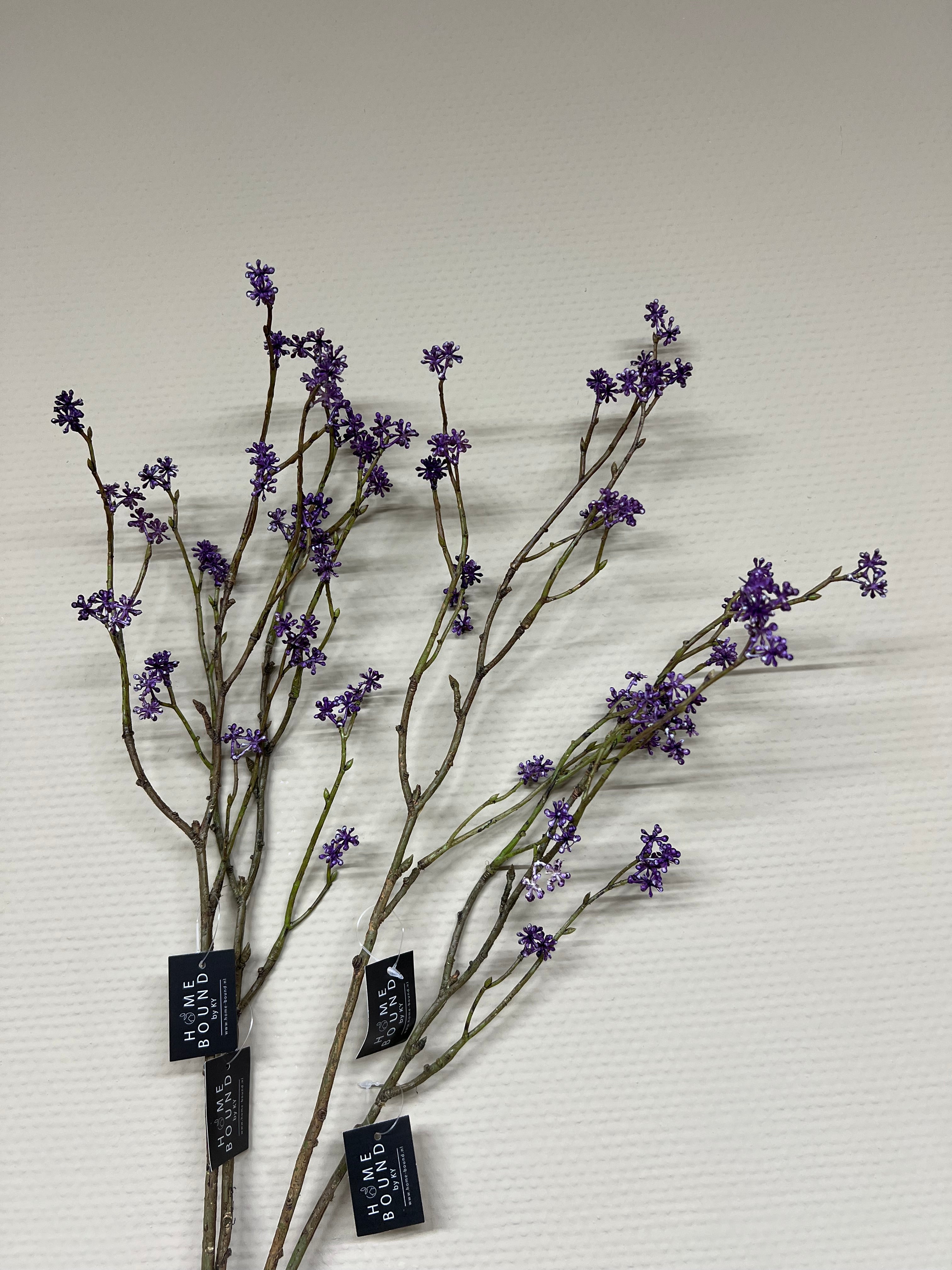 Kunsttak rijstbloem paars 56cm