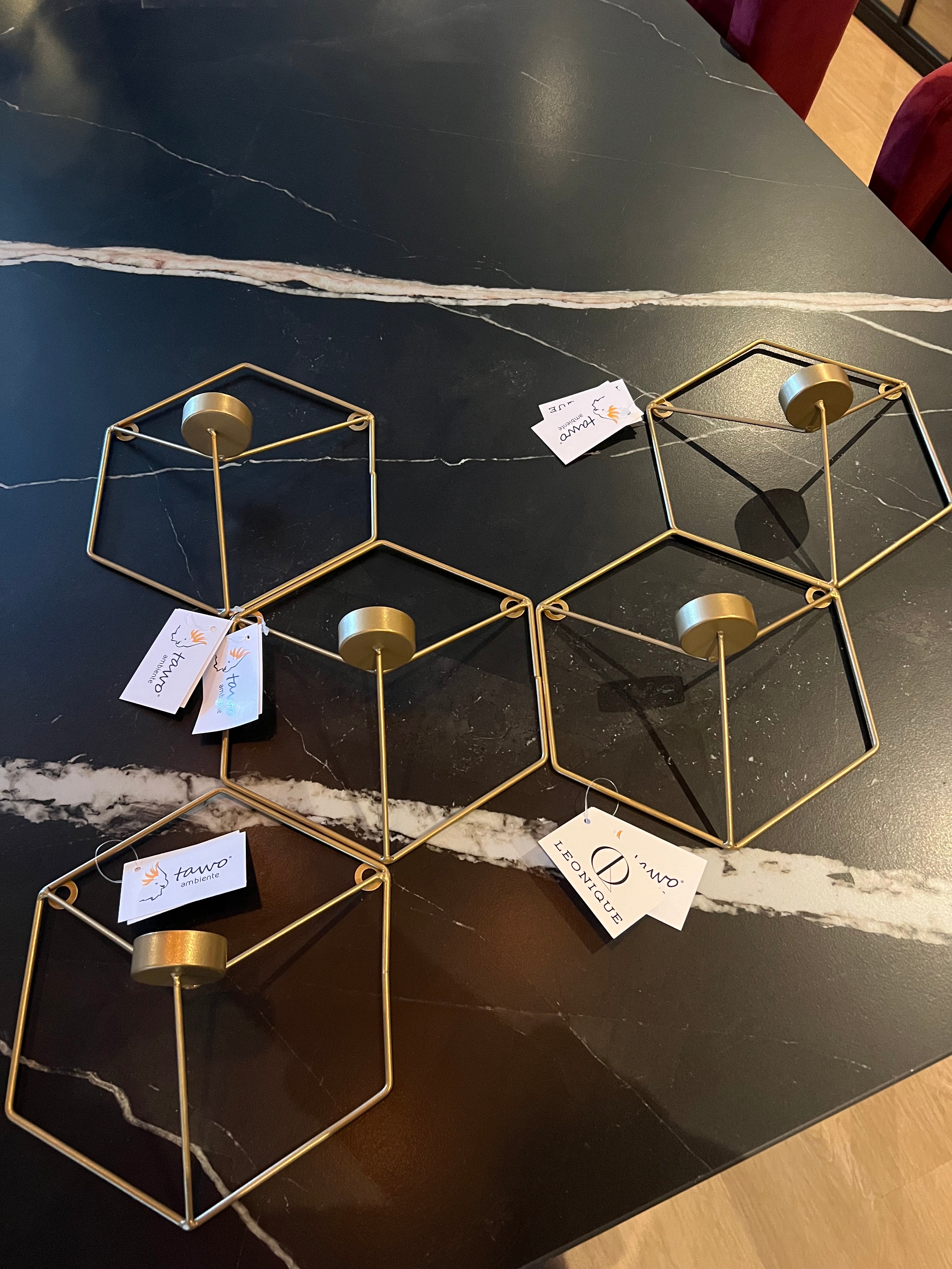 Wandtheelichthouder goudkleurig 20 cm set van 5