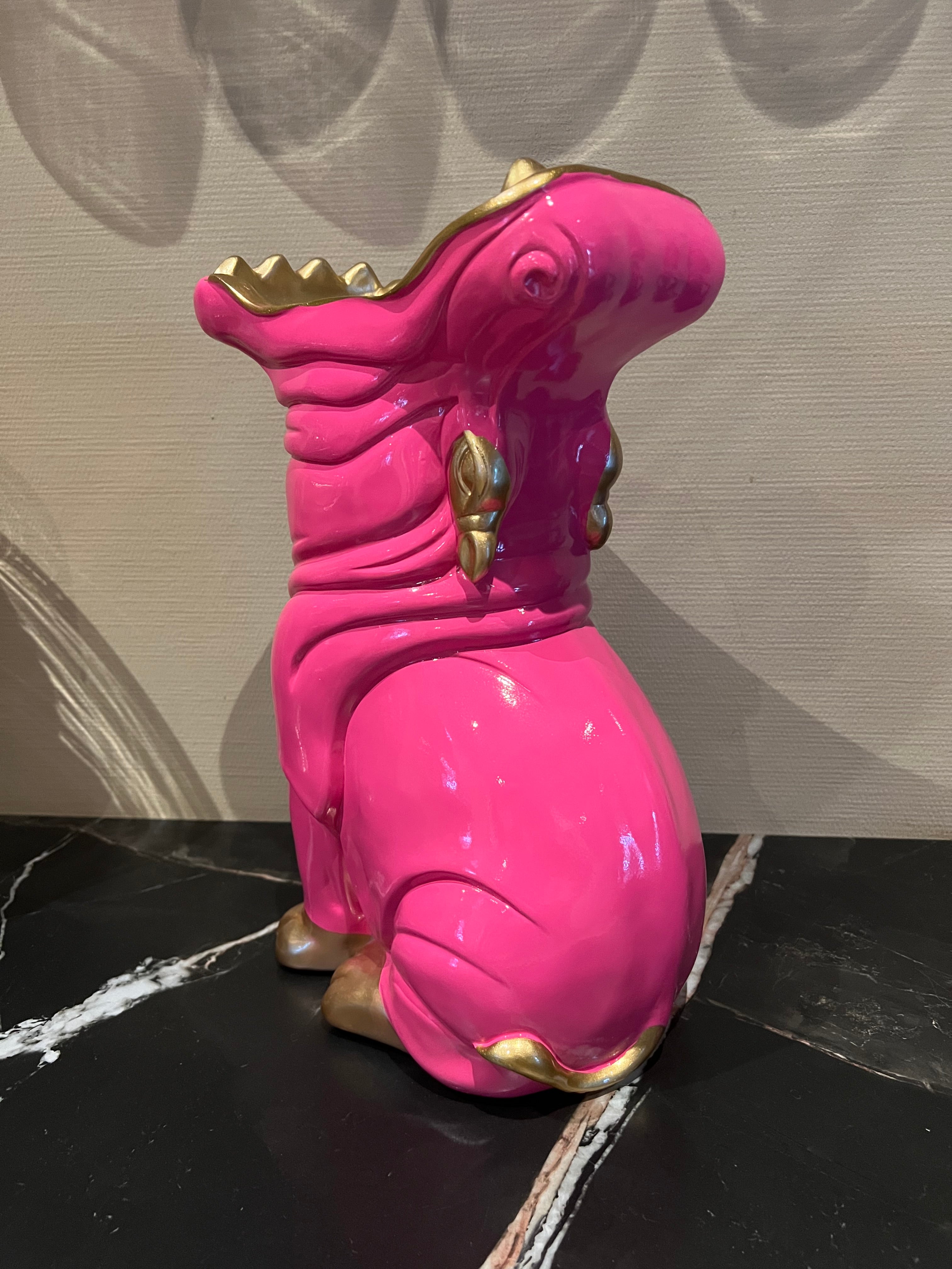 Vaas Nijlpaard roze 38cm!