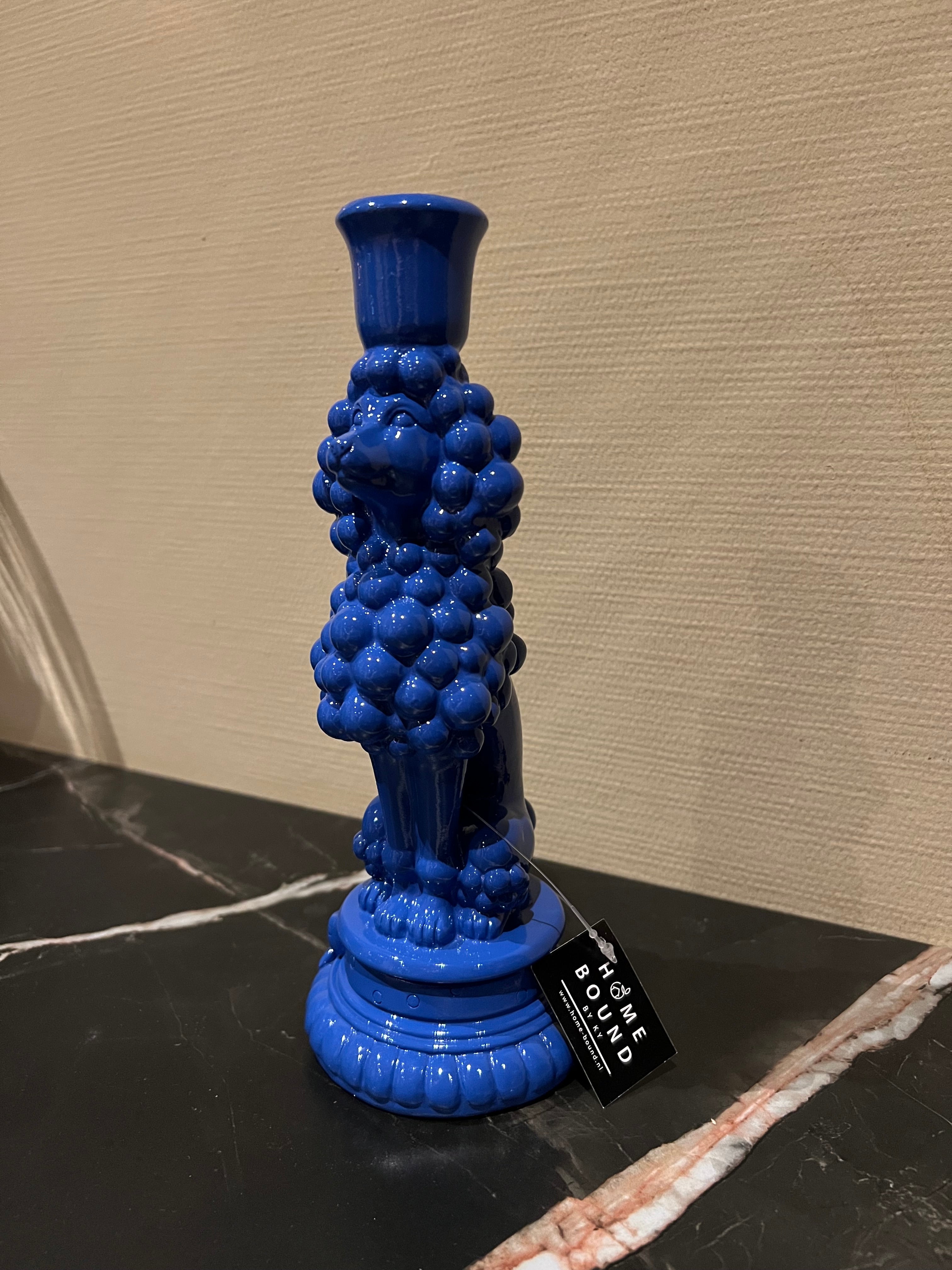 Kaarsenstandaard poedel blauw