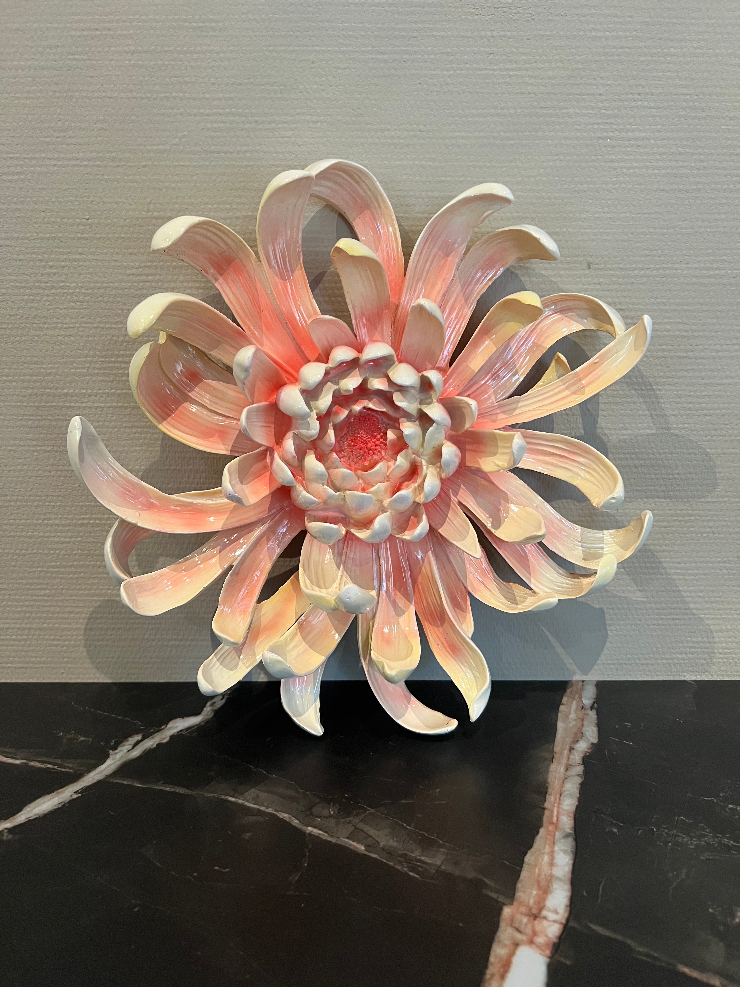 Wanddecoratie bloem peach