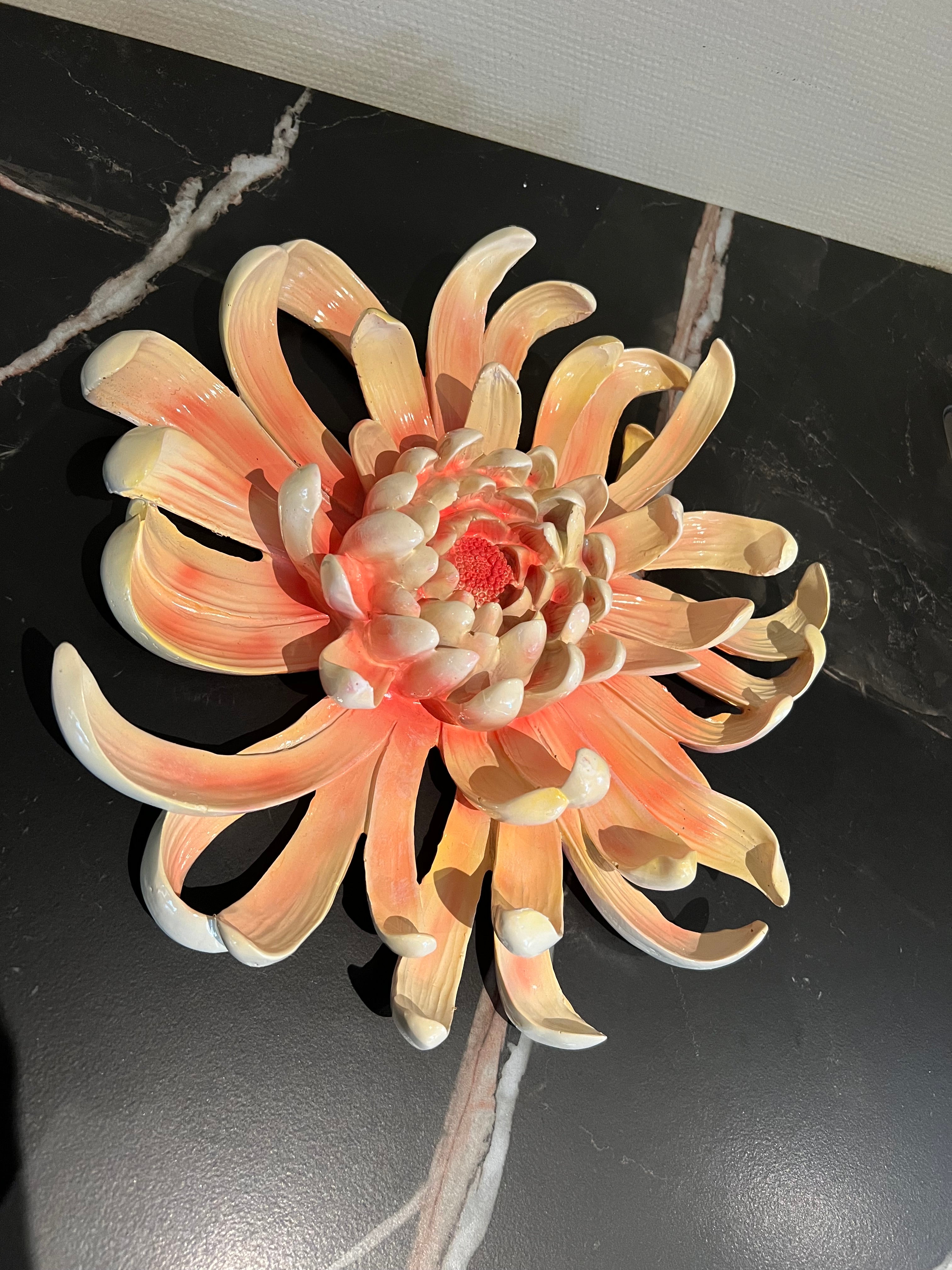 Wanddecoratie bloem peach