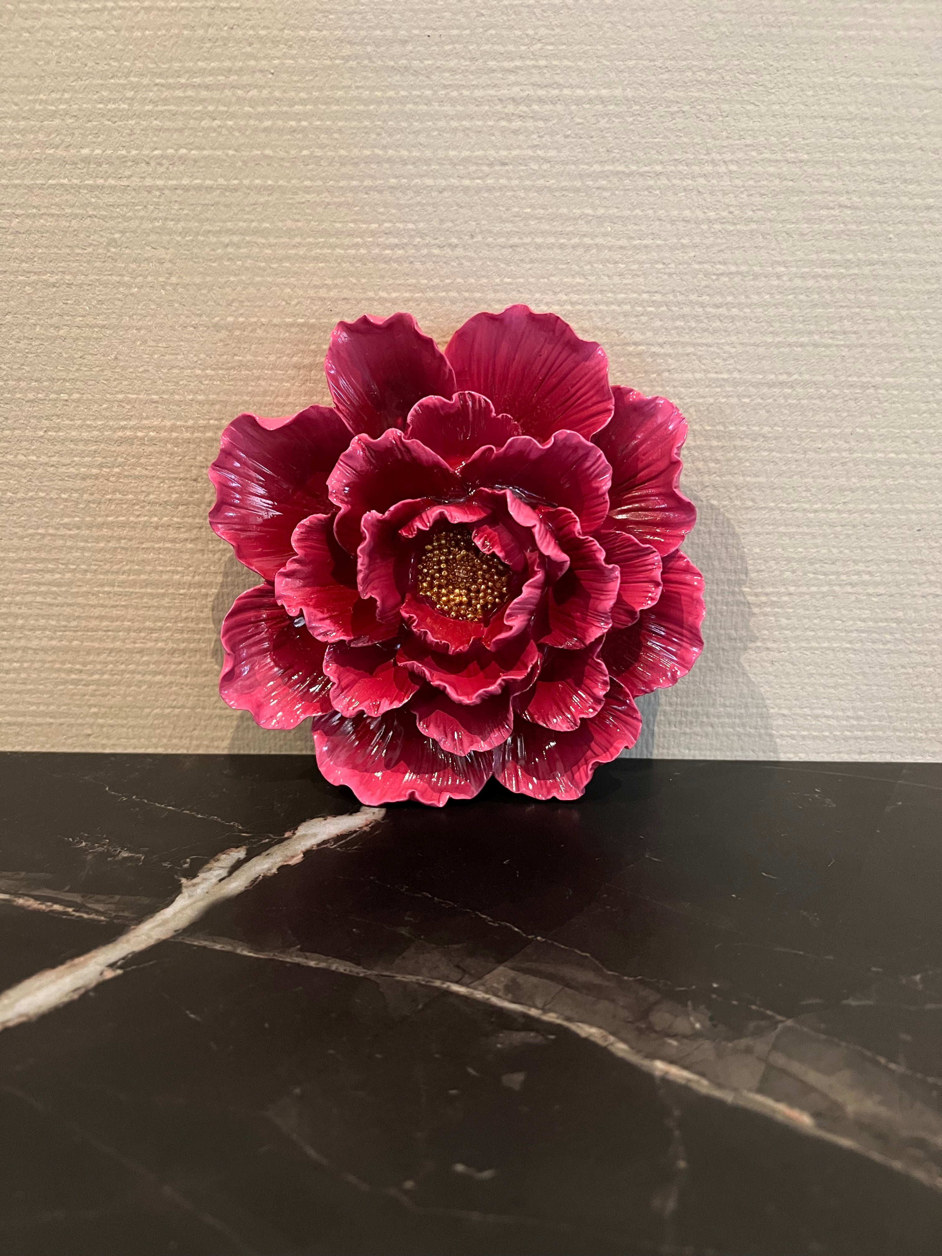 Wanddecoratie bloem rood klein