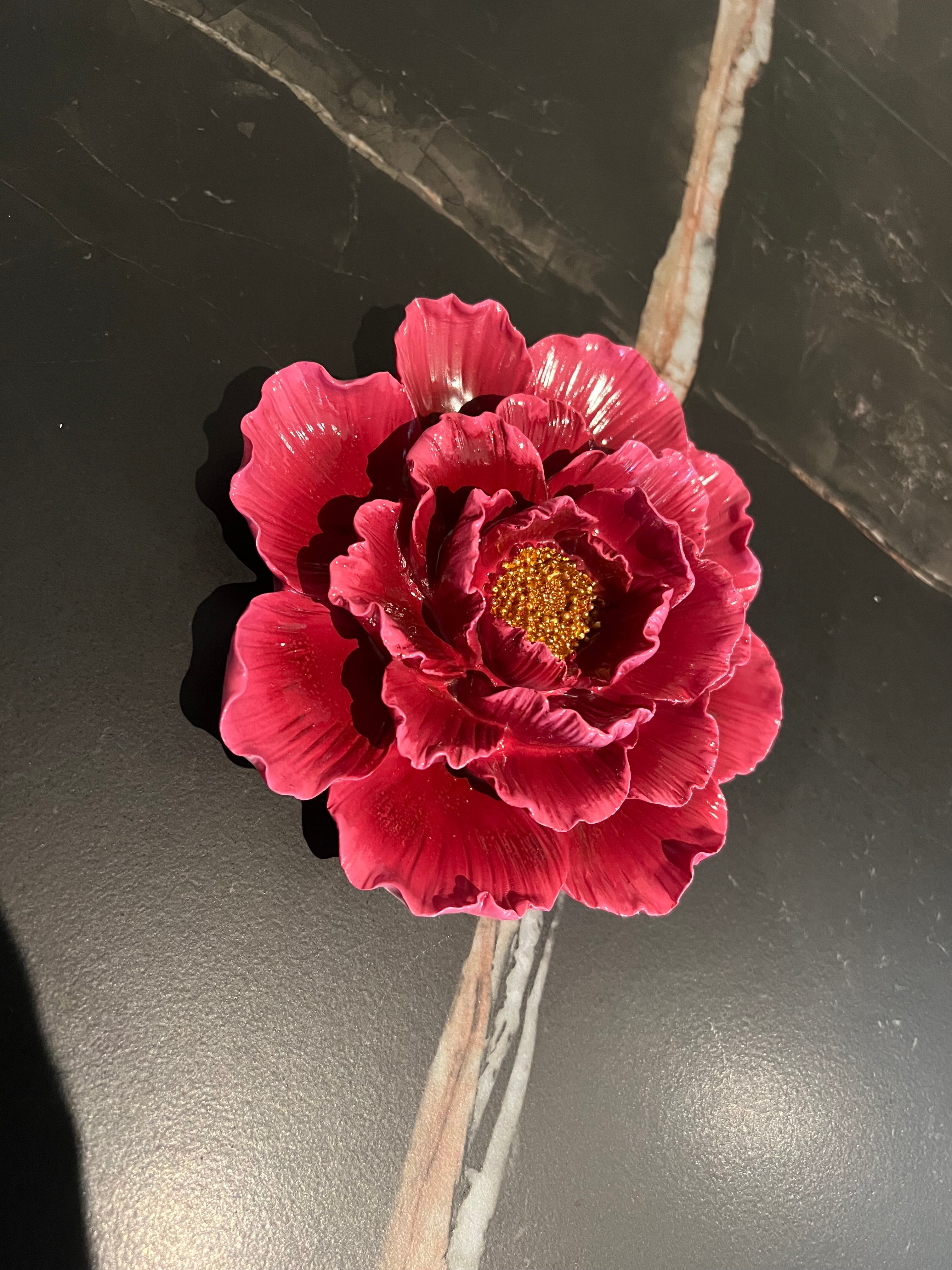 Wanddecoratie bloem rood klein