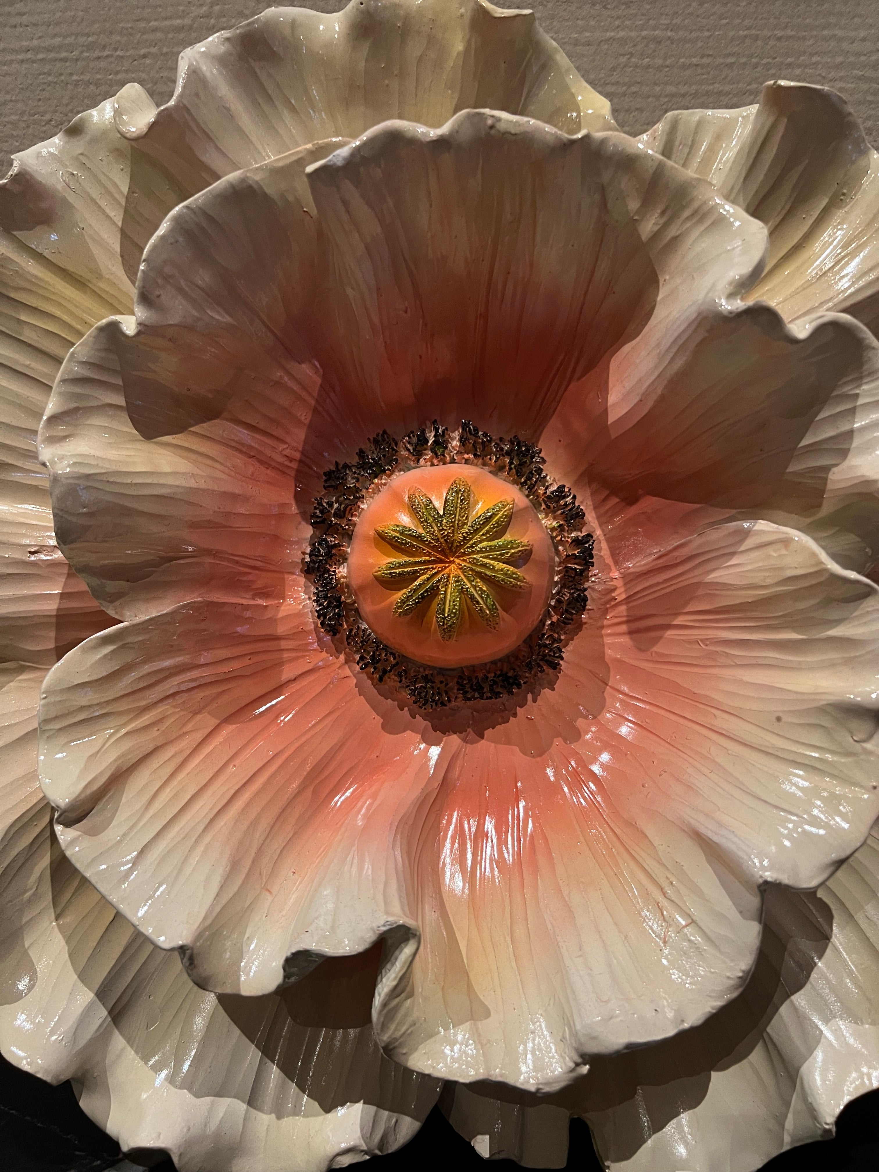 Wanddecoratie bloem peach