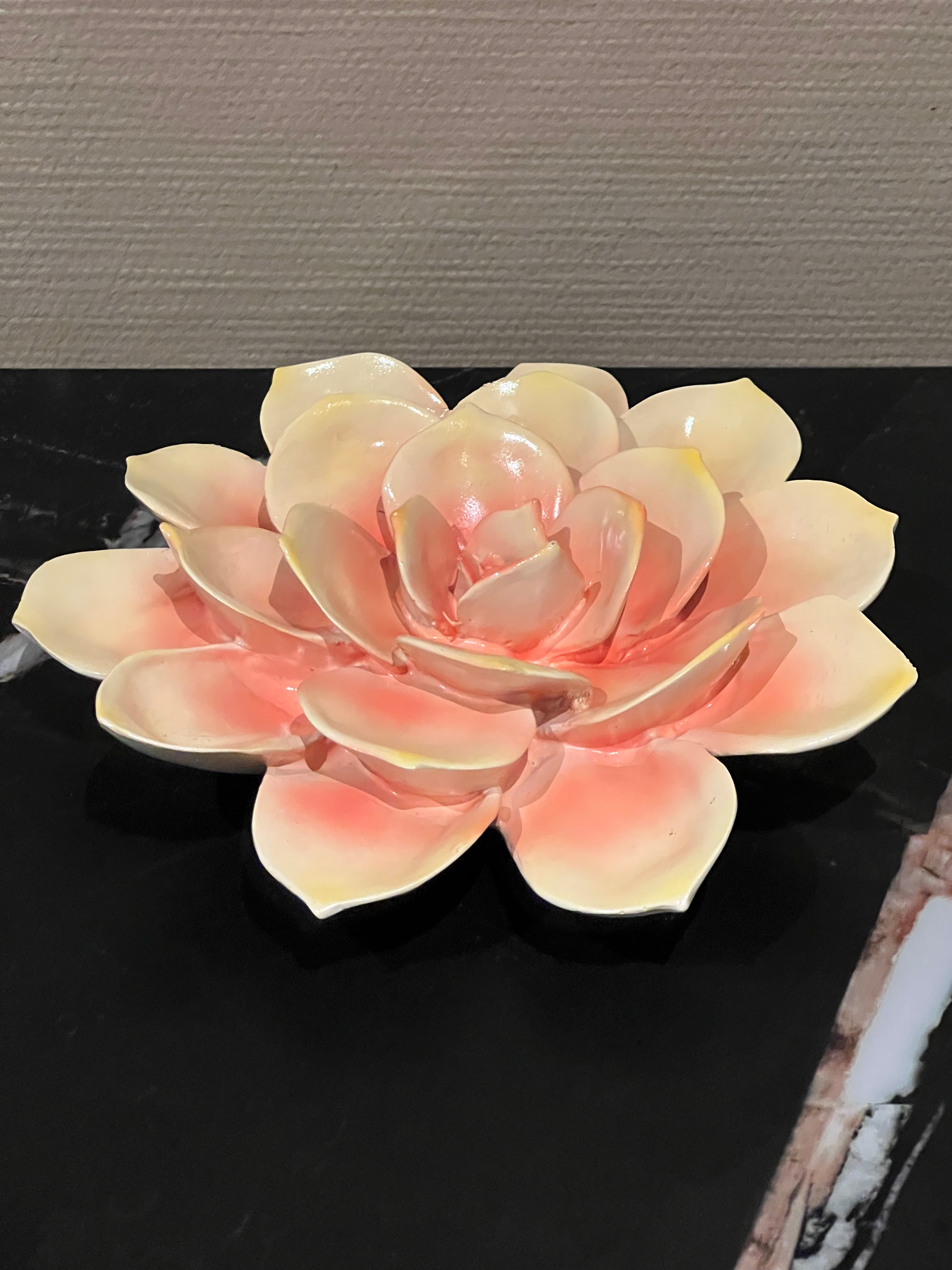 Wanddecoratie bloem roze/geel