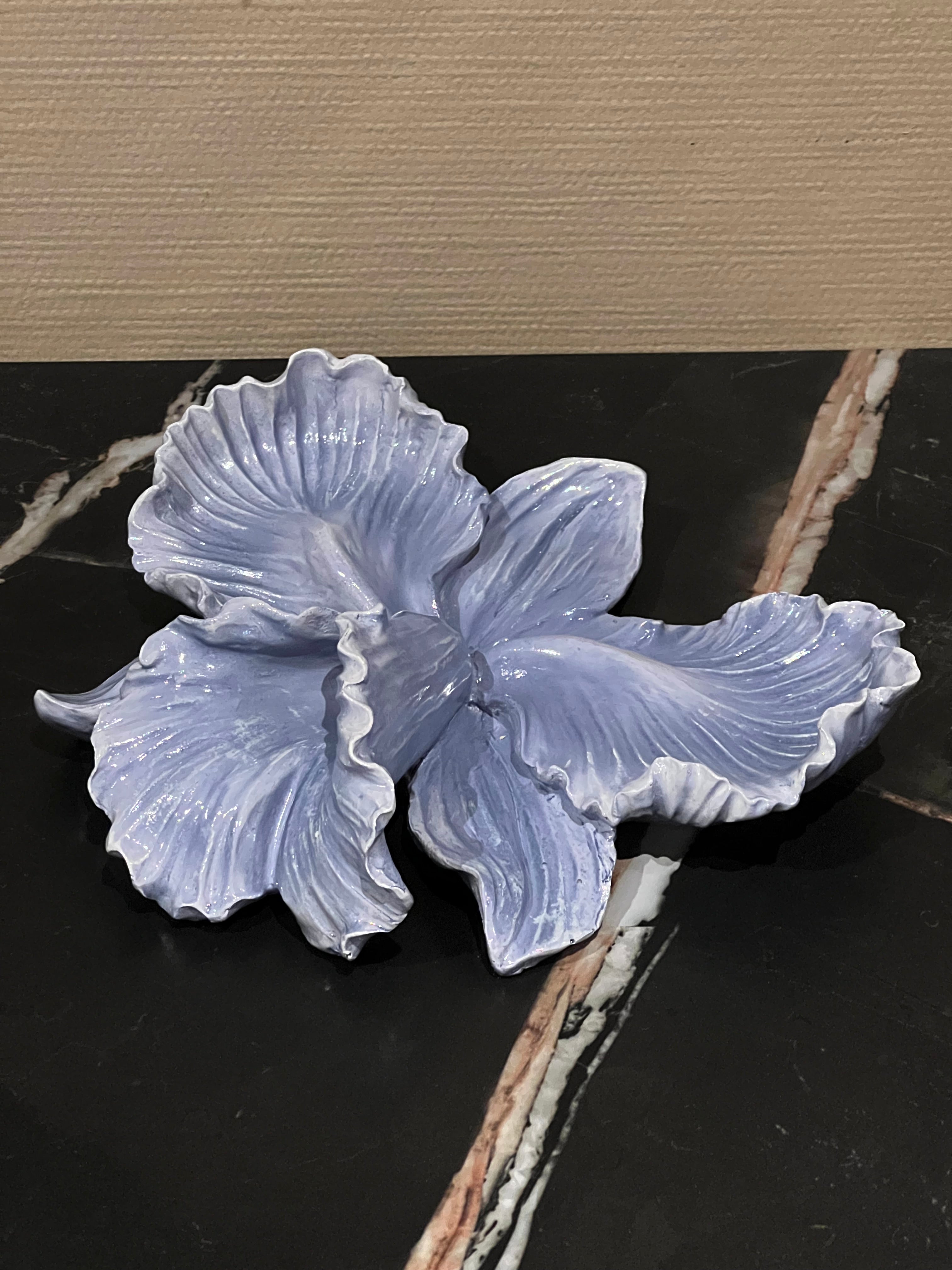 Wanddecoratie bloem blauw