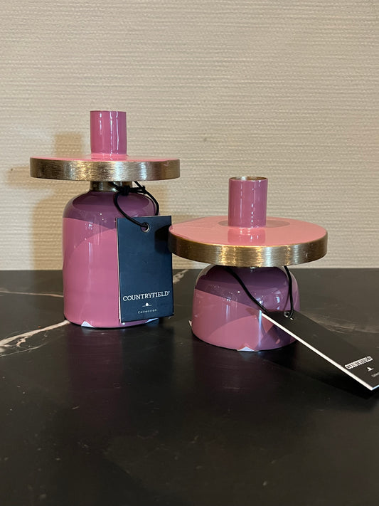 Countryfield Madras kandelaren set oud roze