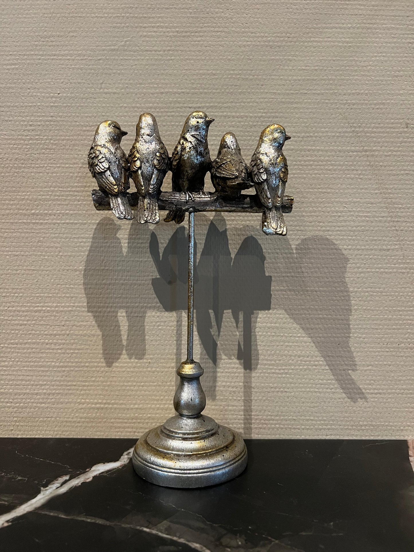 Decoratief beeld 5 vogeltjes op tak