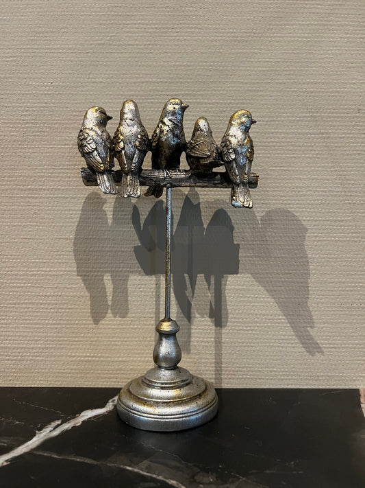 Decoratief beeld 5 vogeltjes op tak