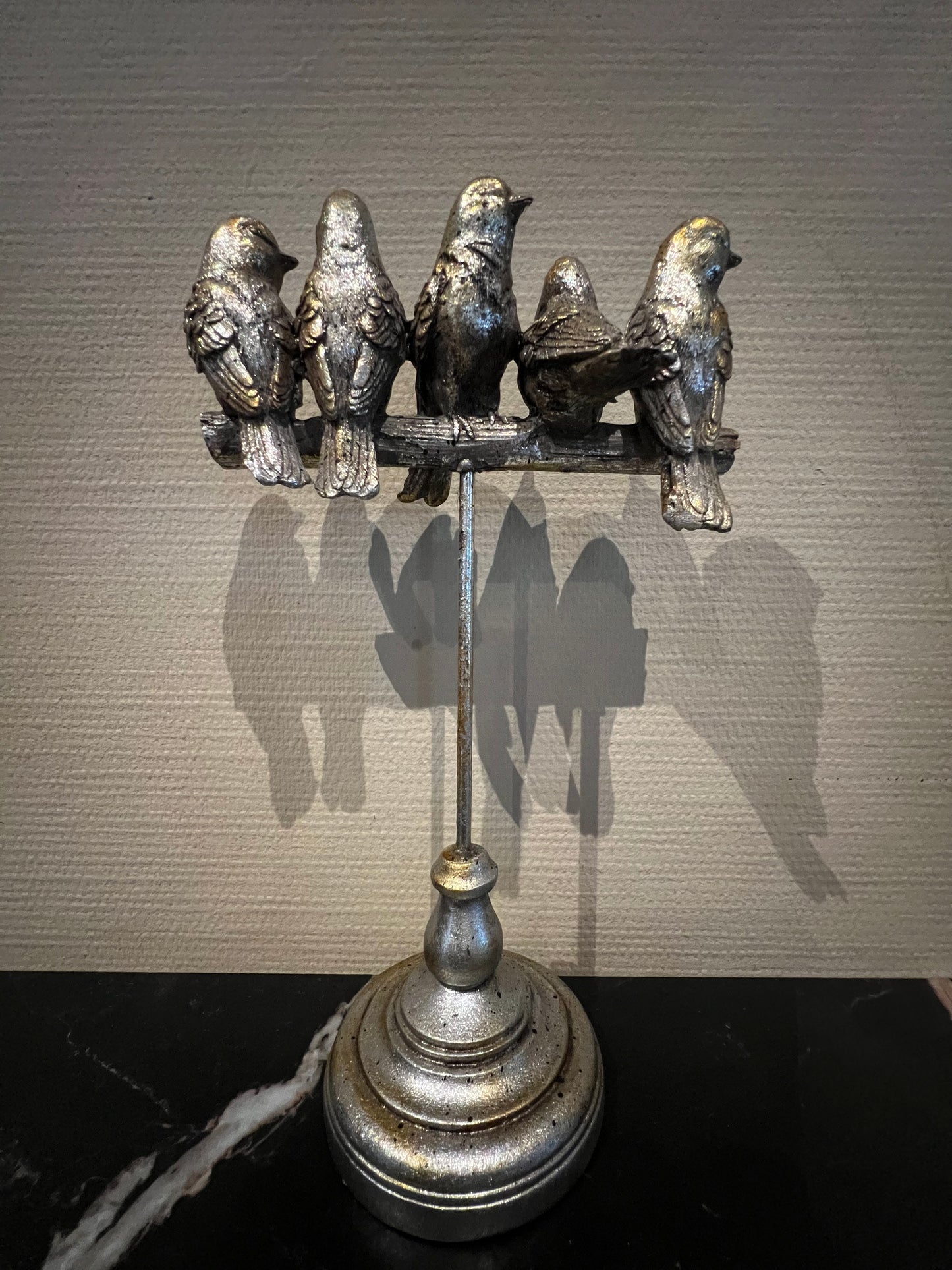 Decoratief beeld 5 vogeltjes op tak