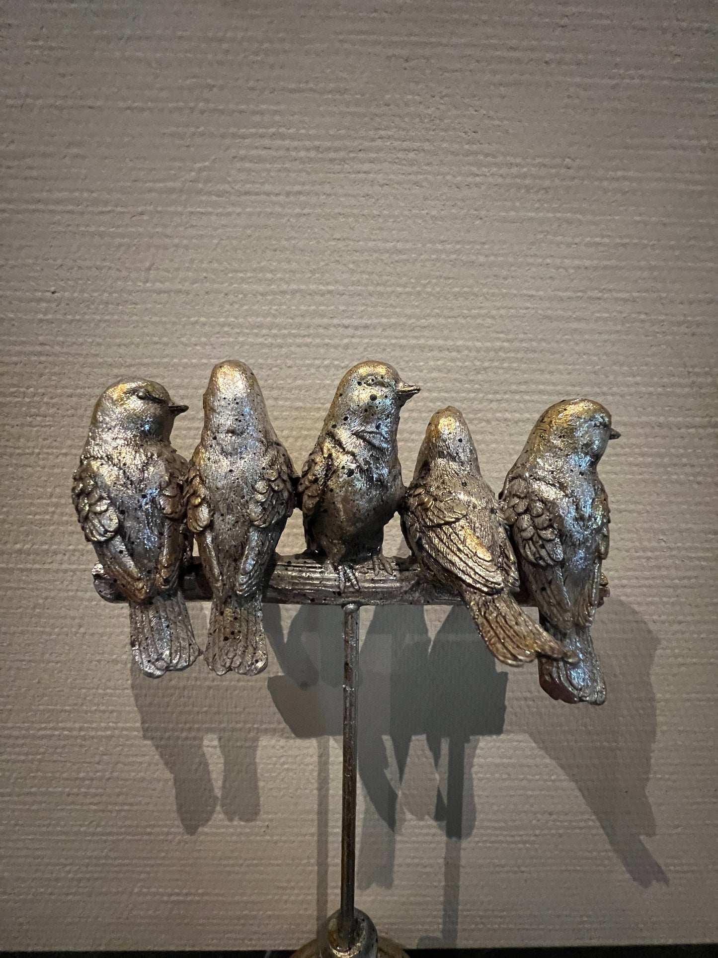 Decoratief beeld 5 vogeltjes op tak