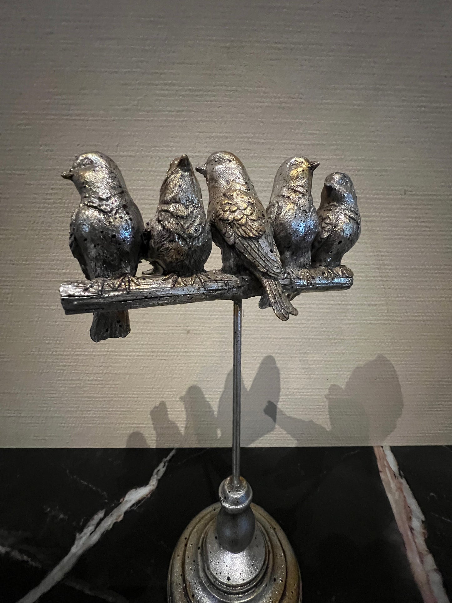 Decoratief beeld 5 vogeltjes op tak