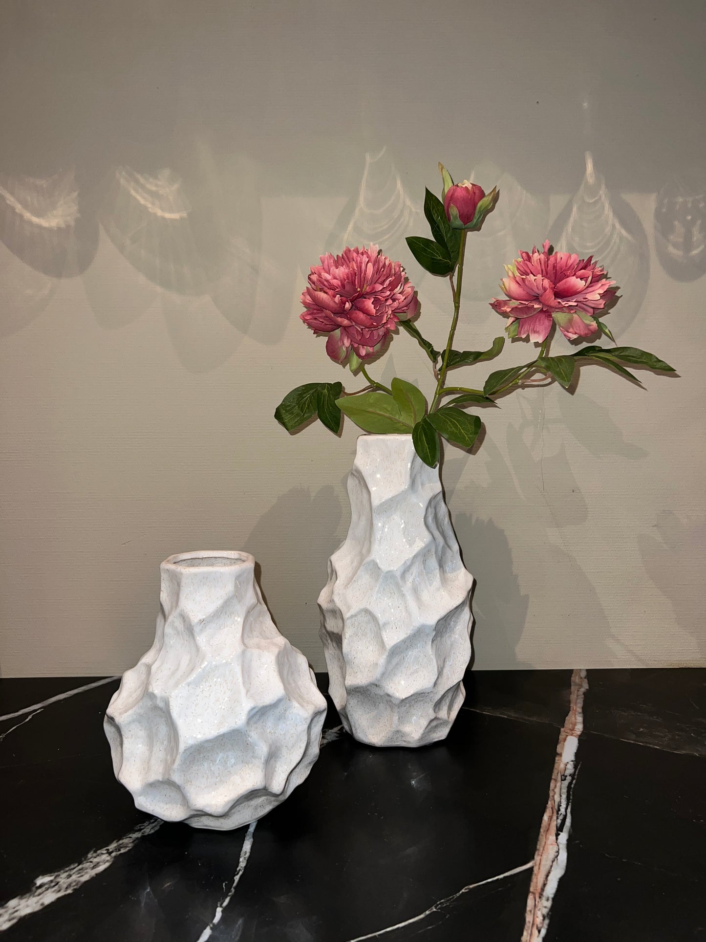 Aardewerk vazen set met bloem