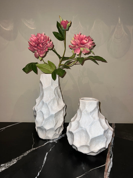 Aardewerk vazen set met bloem