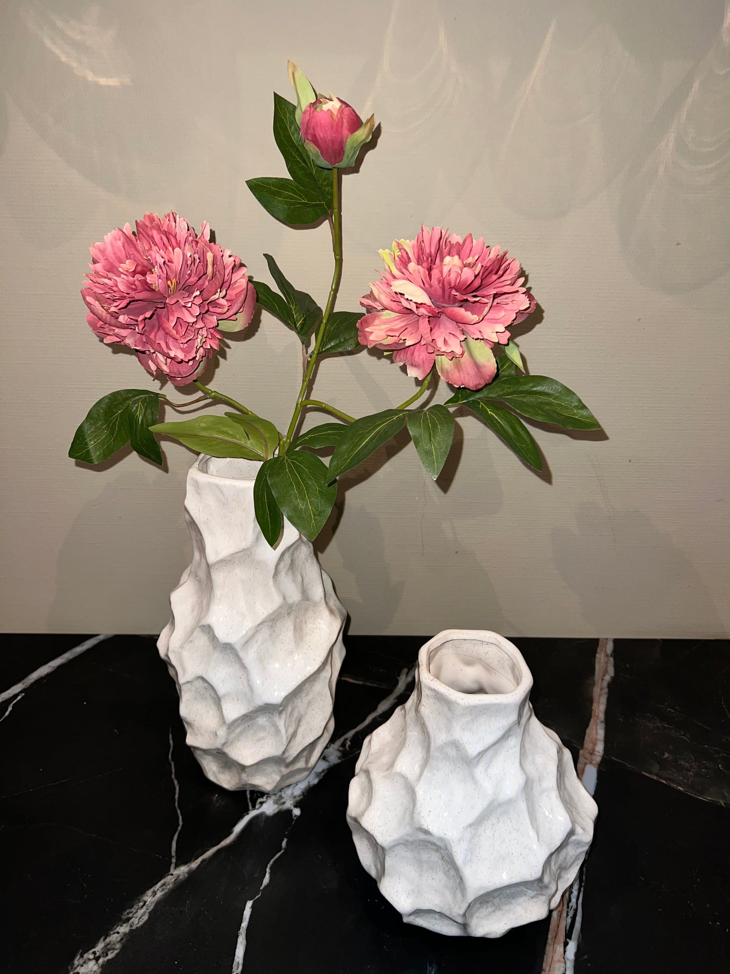 Aardewerk vazen set met bloem