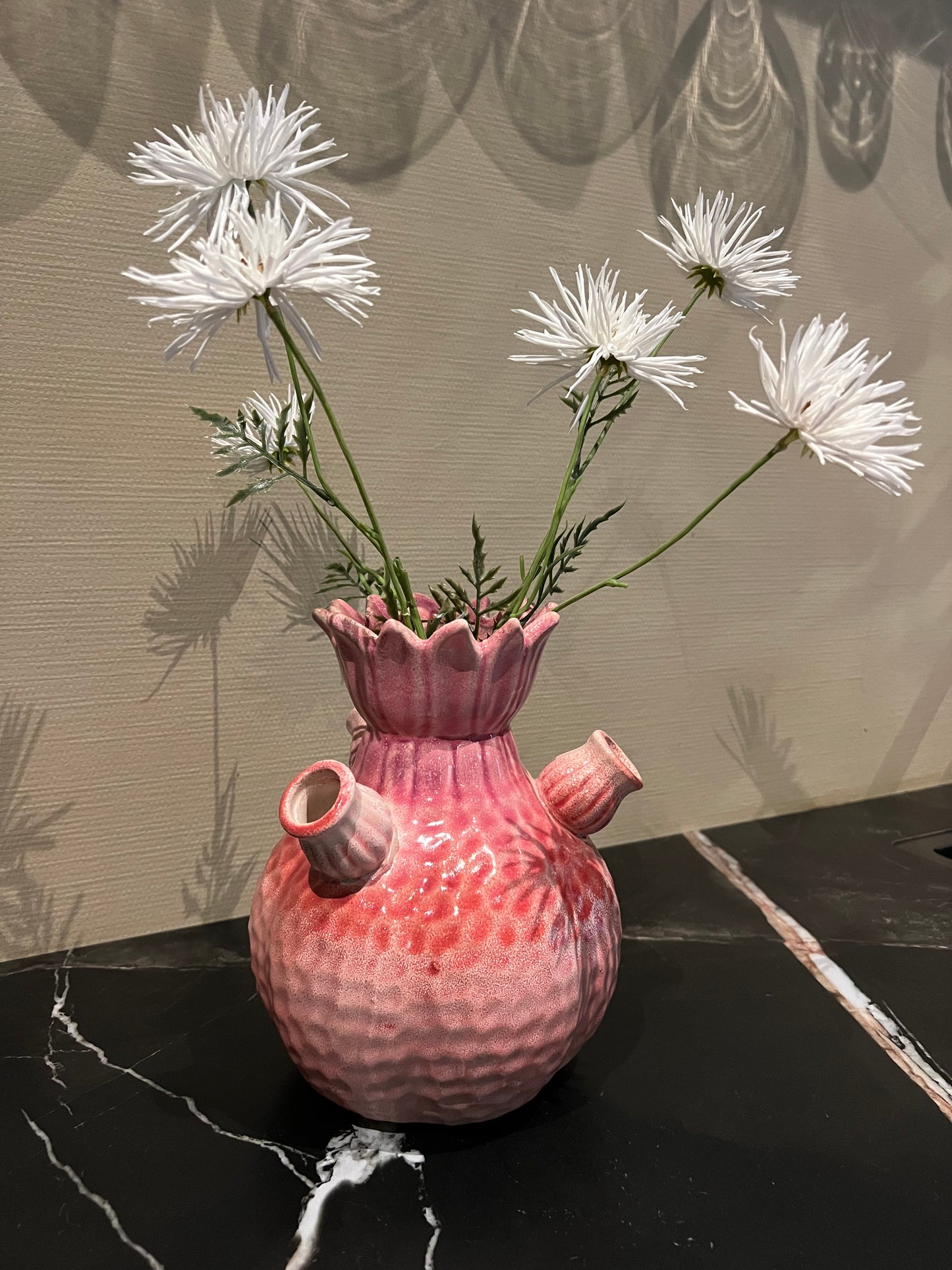 Tulpen vaas met kunsttak Chrysant