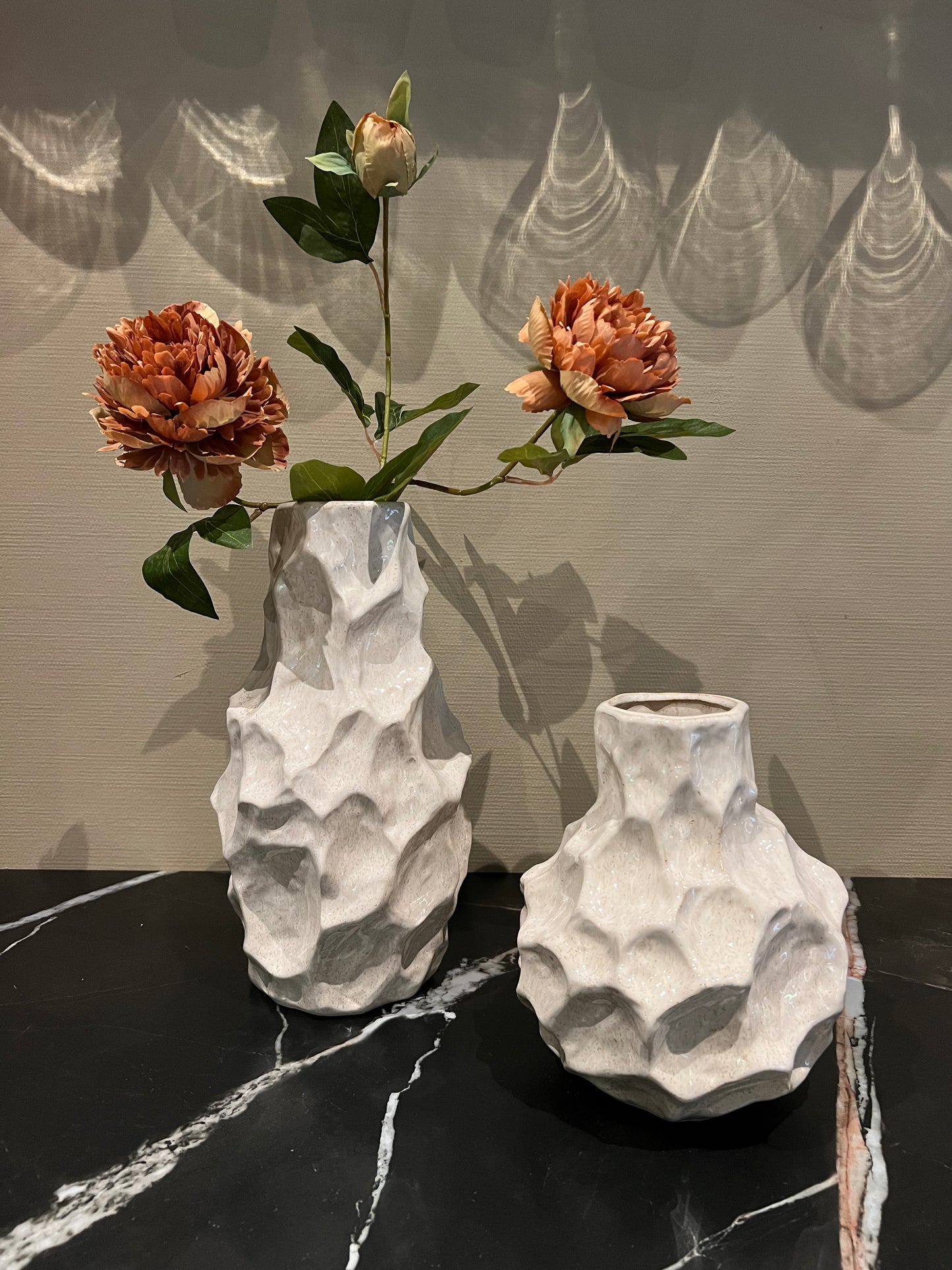 Vazen set Beige Inclusief kunstbloem