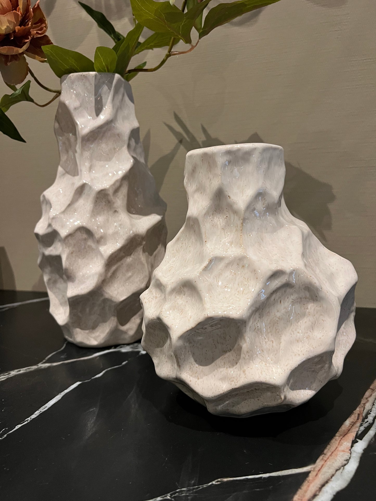 Vazen set Beige Inclusief kunstbloem