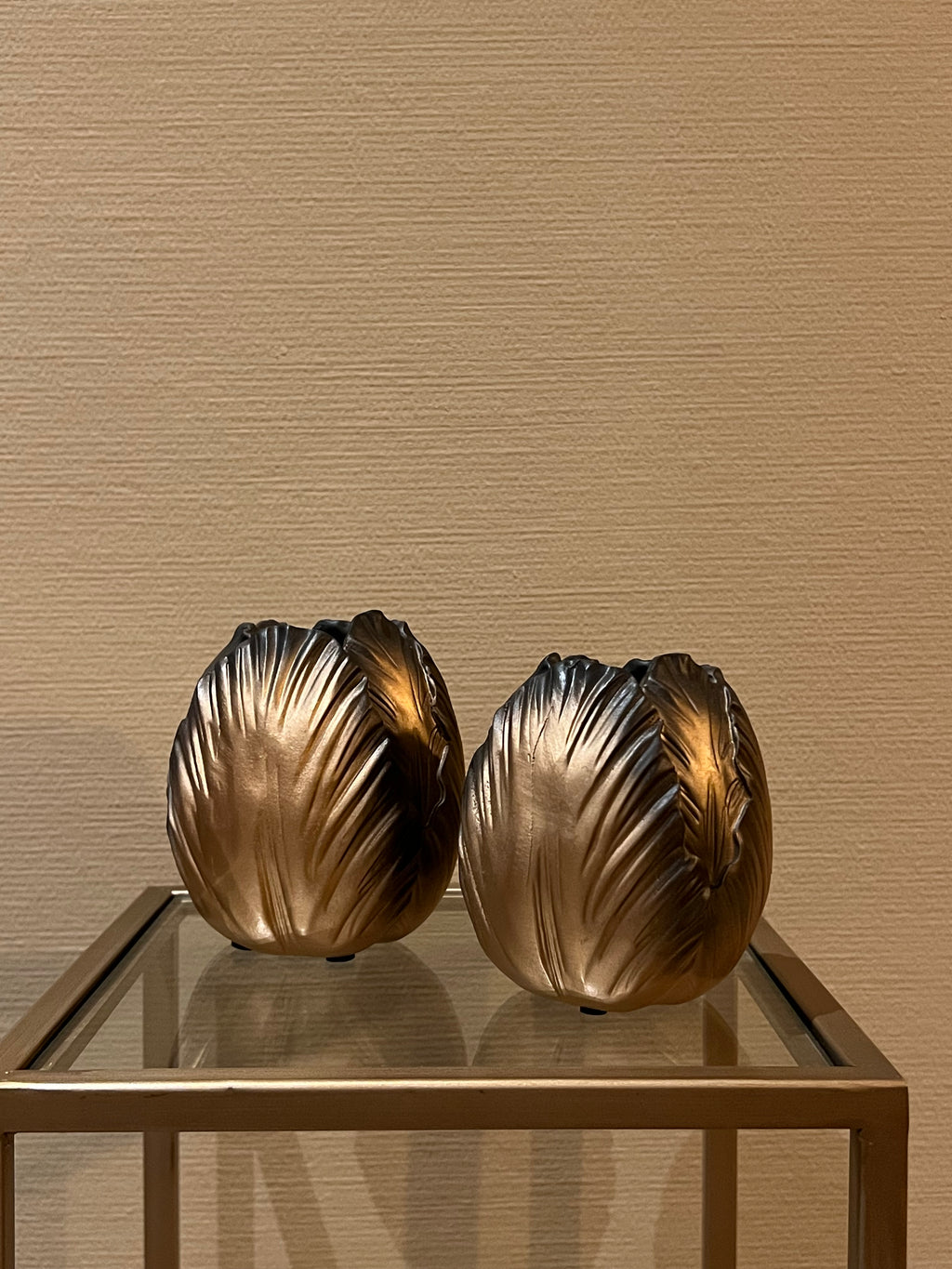 Set vazen zwart/goud 10 cm en 12 cm