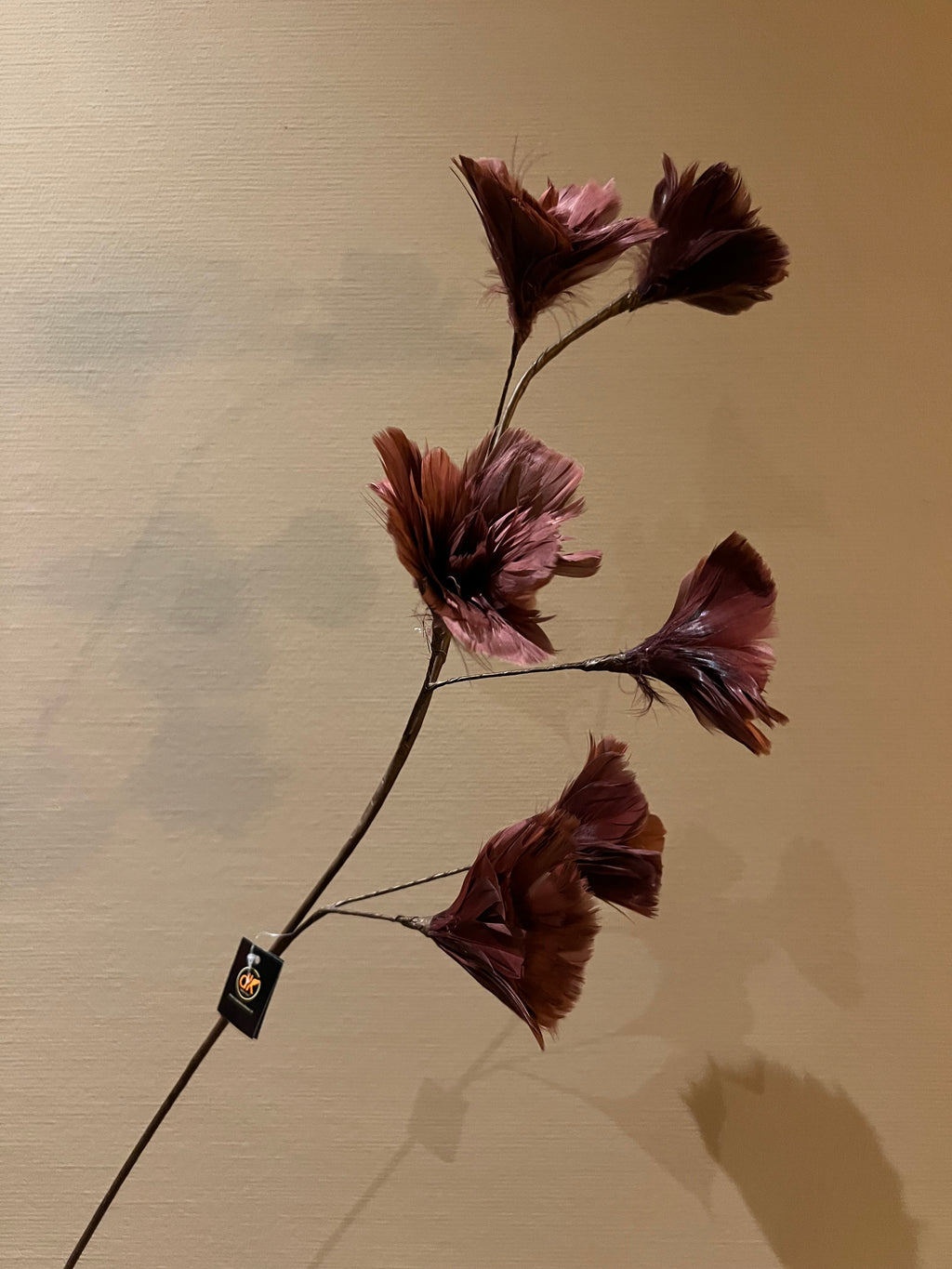 Kunsttak Feather bloemen bordeaux 95 cm