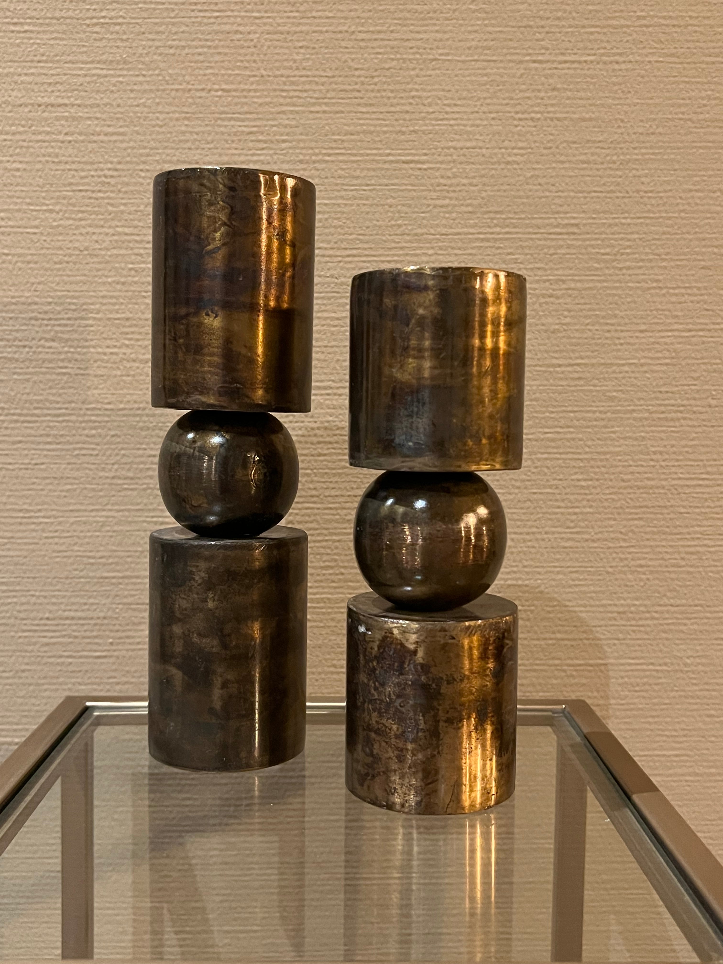 Kandelaren set Dobra goudkleurig 18 cm en 23 cm