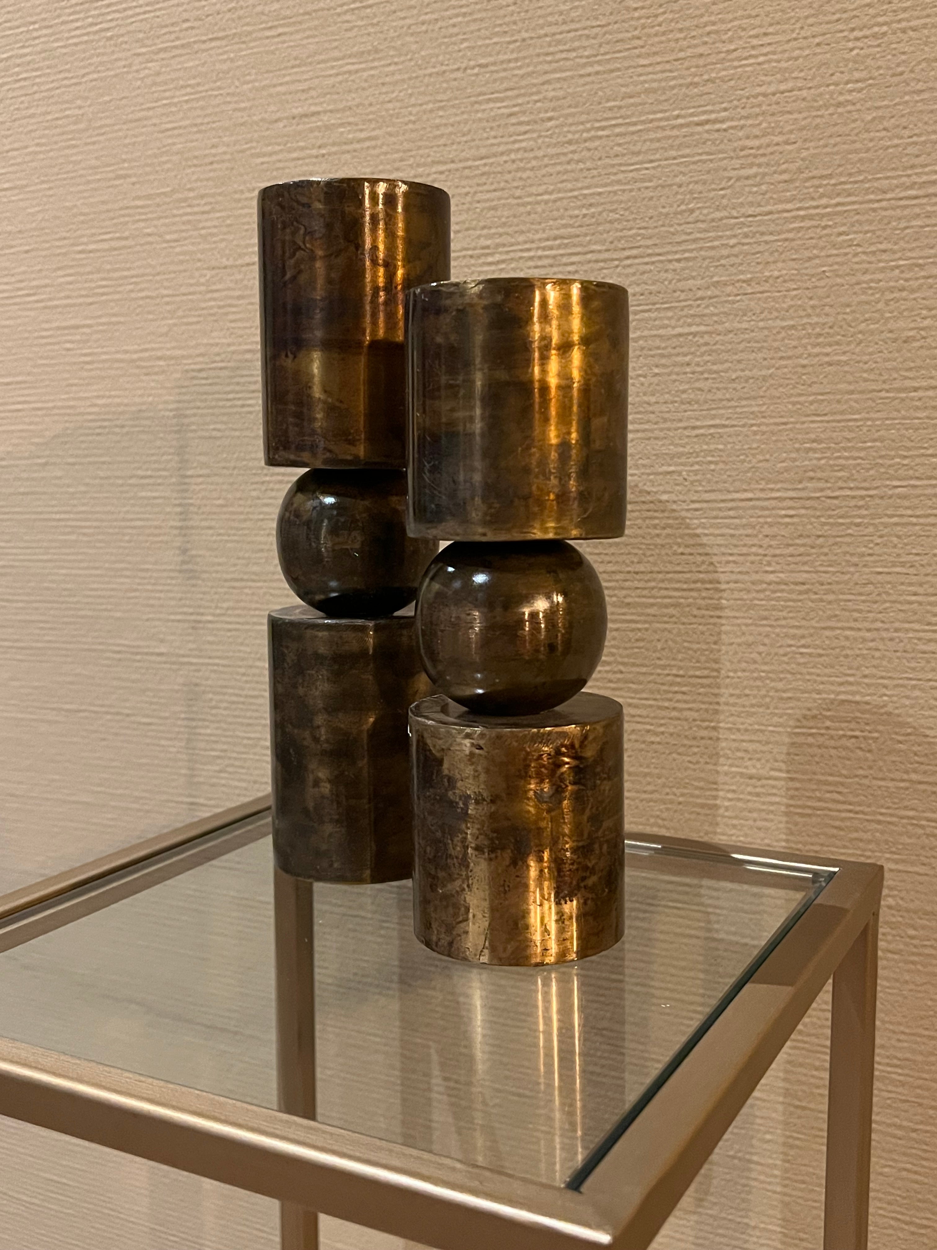 Kandelaren set Dobra goudkleurig 18 cm en 23 cm