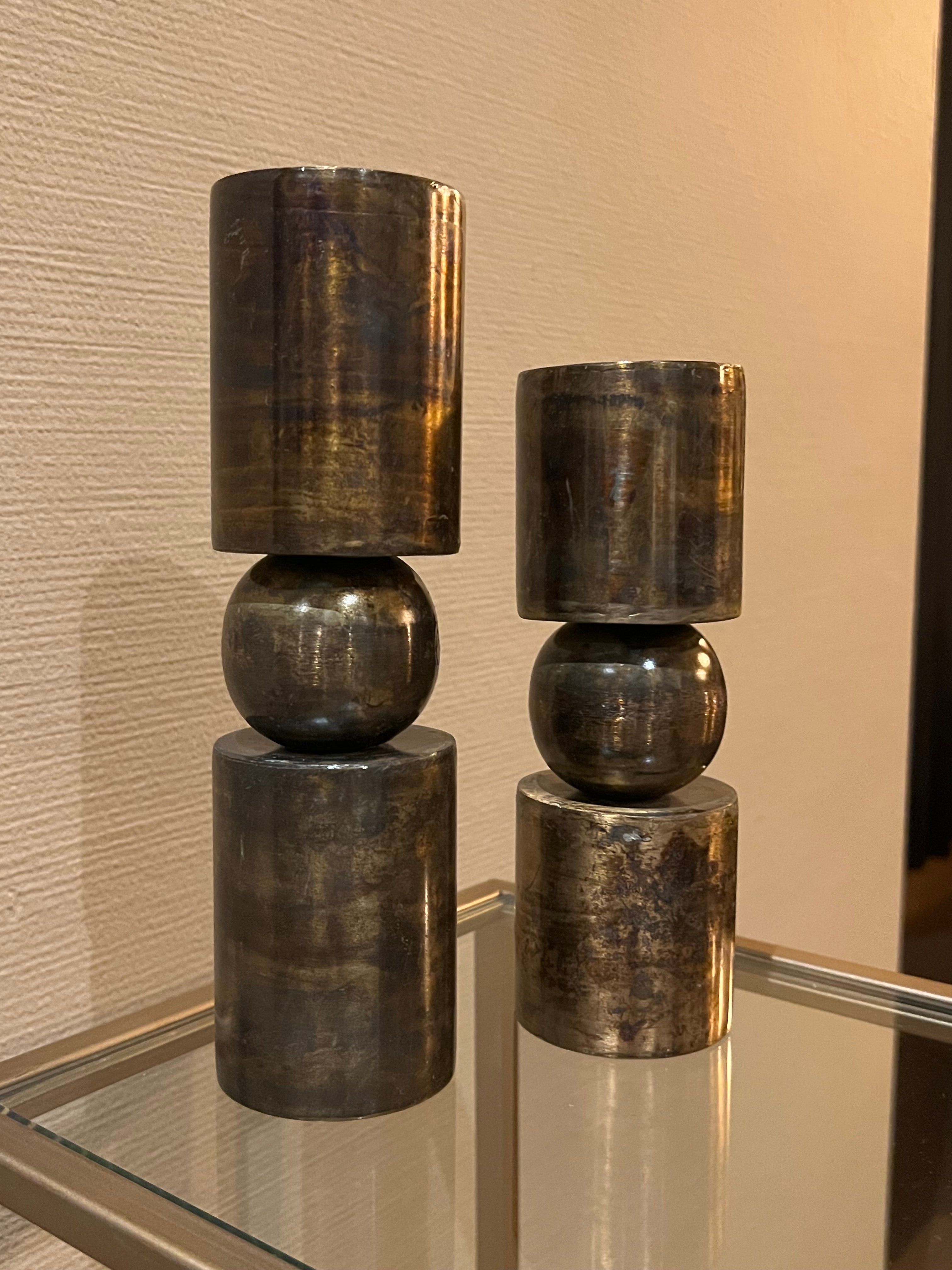 Kandelaren set Dobra goudkleurig 18 cm en 23 cm