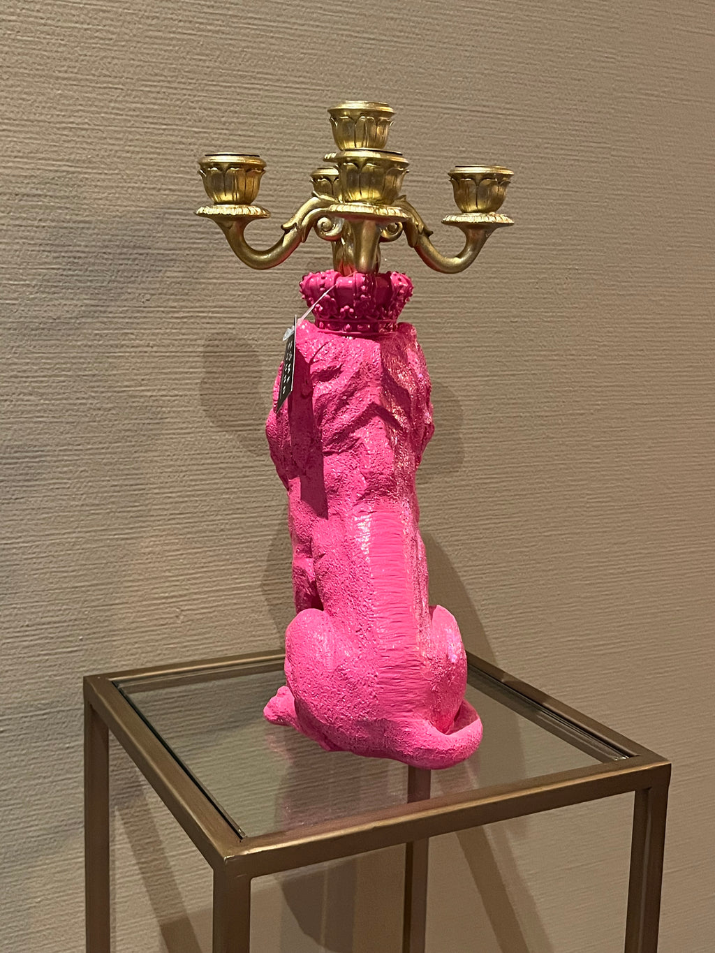 Kandelaar leeuw roze