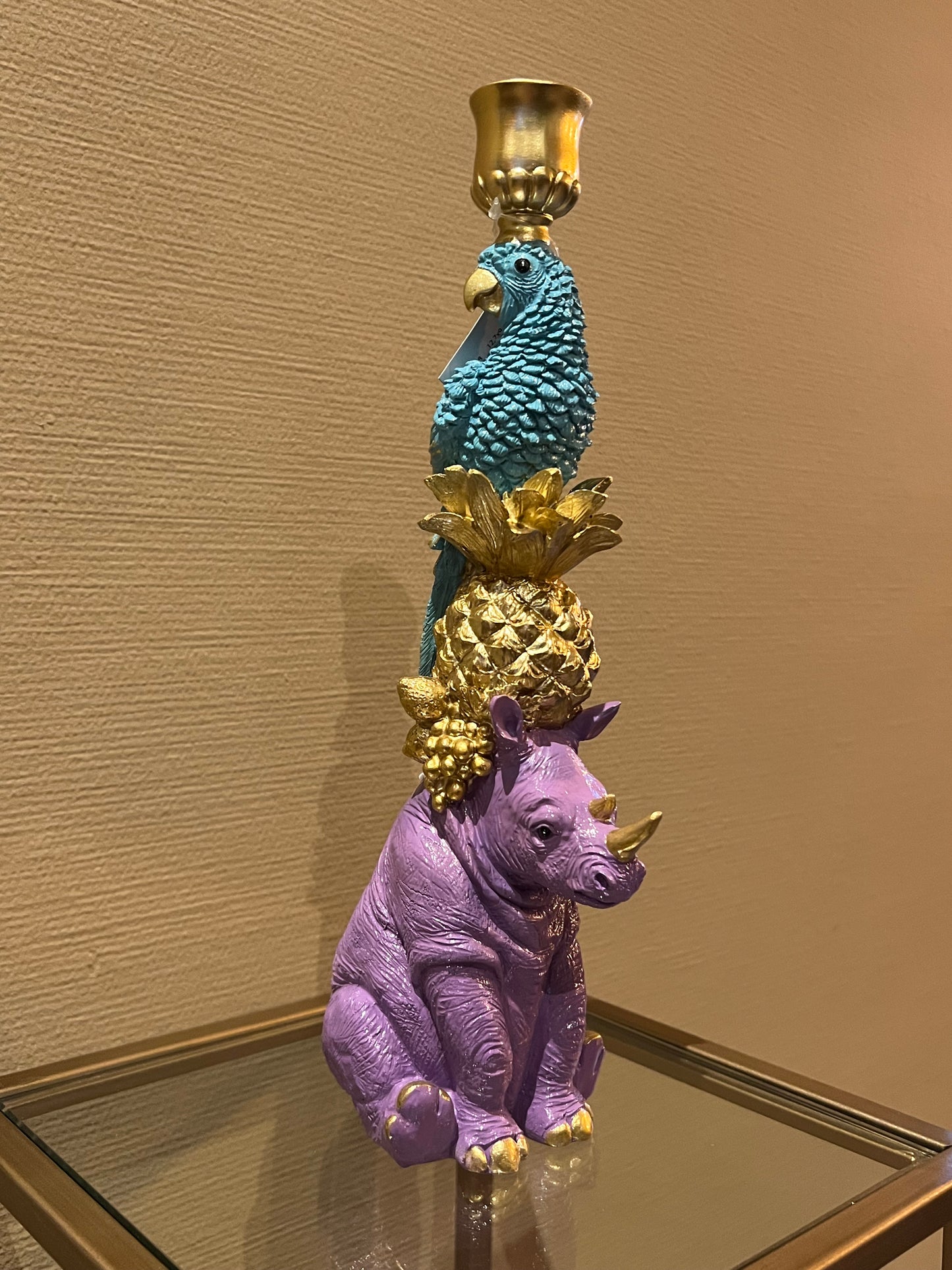 Candlestick parrot and rhinoceros