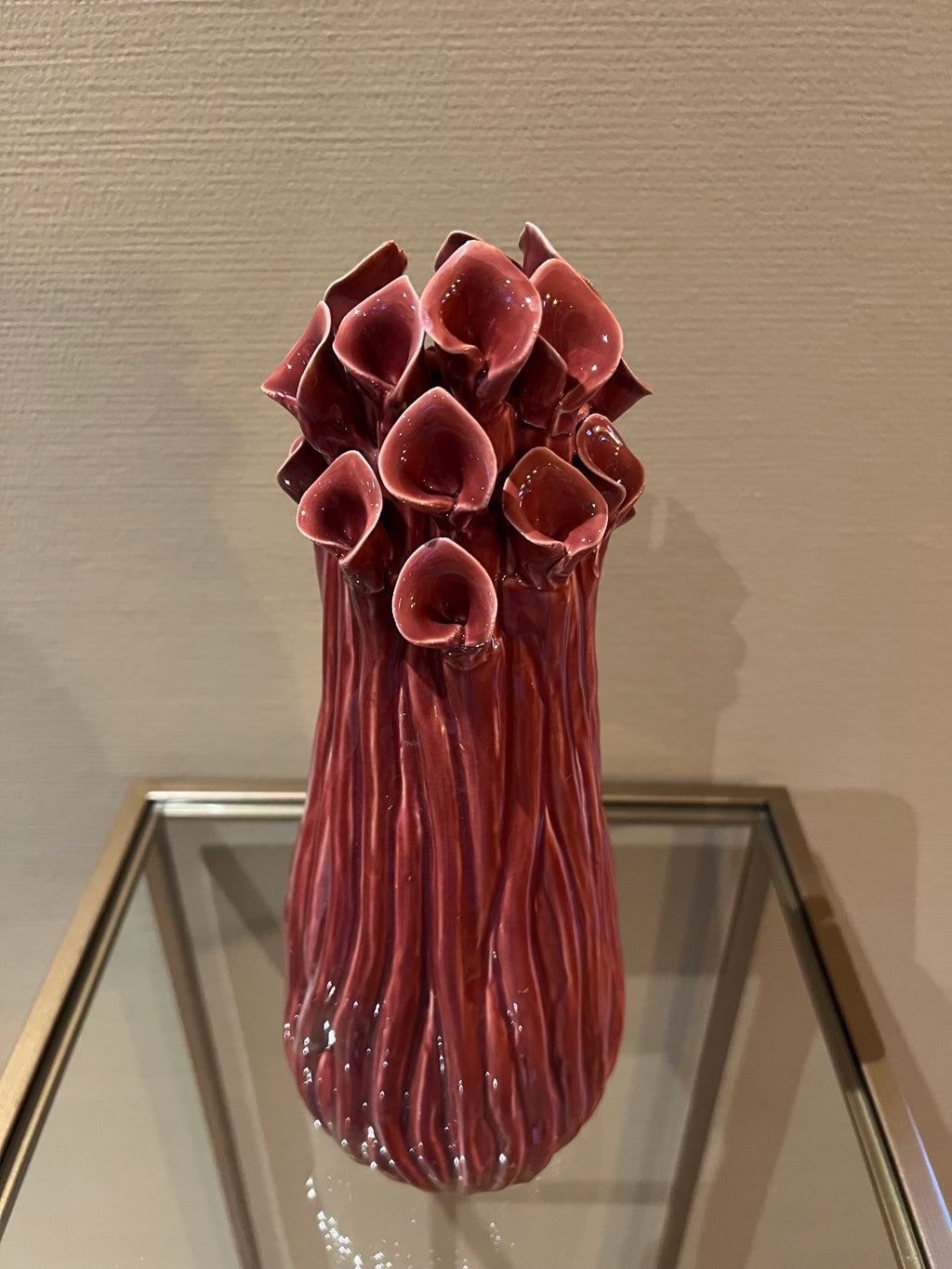 Vaas flora keramiek sandstone