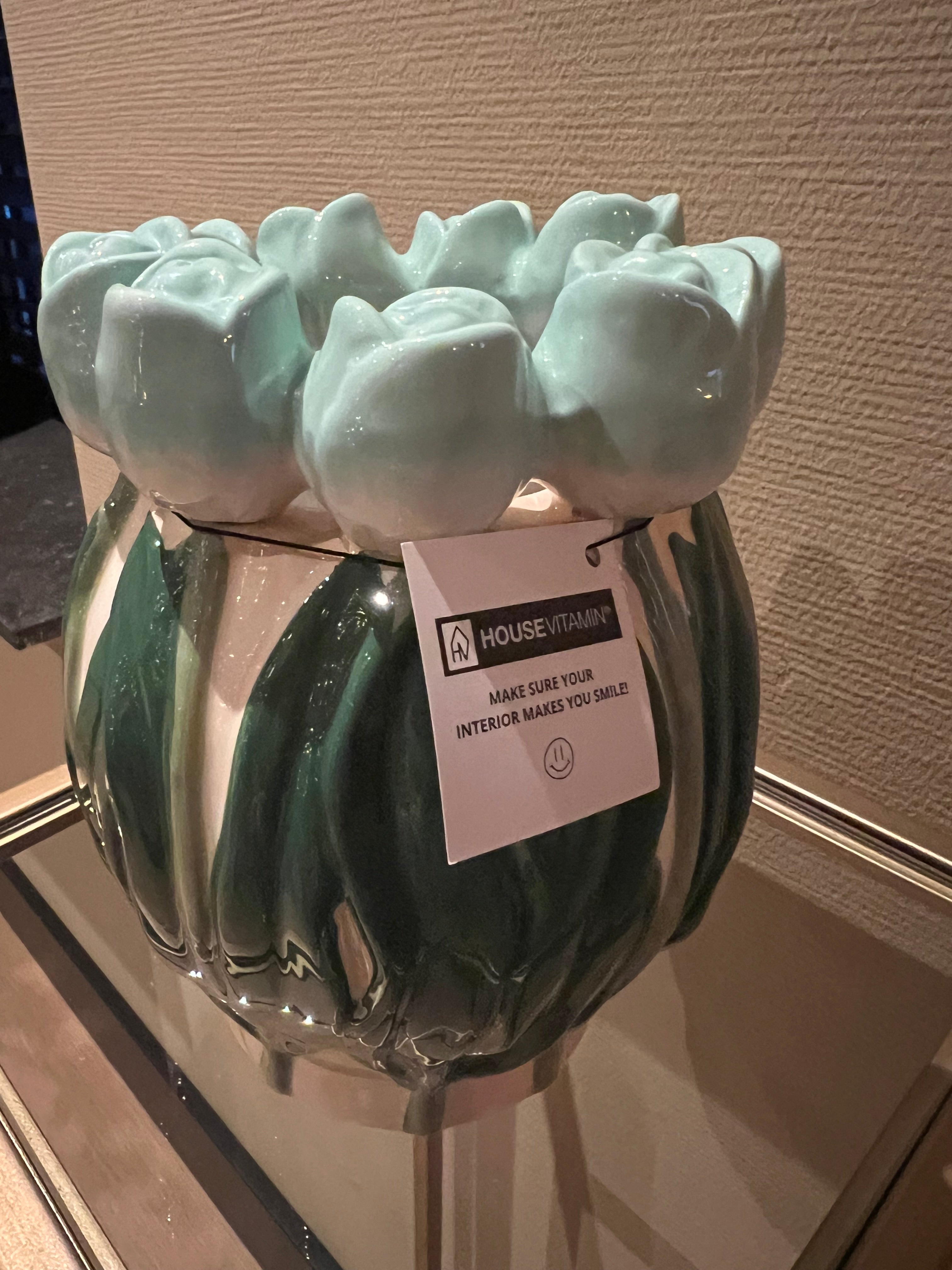 Housevitamin vaas Tulips mint 18 cm