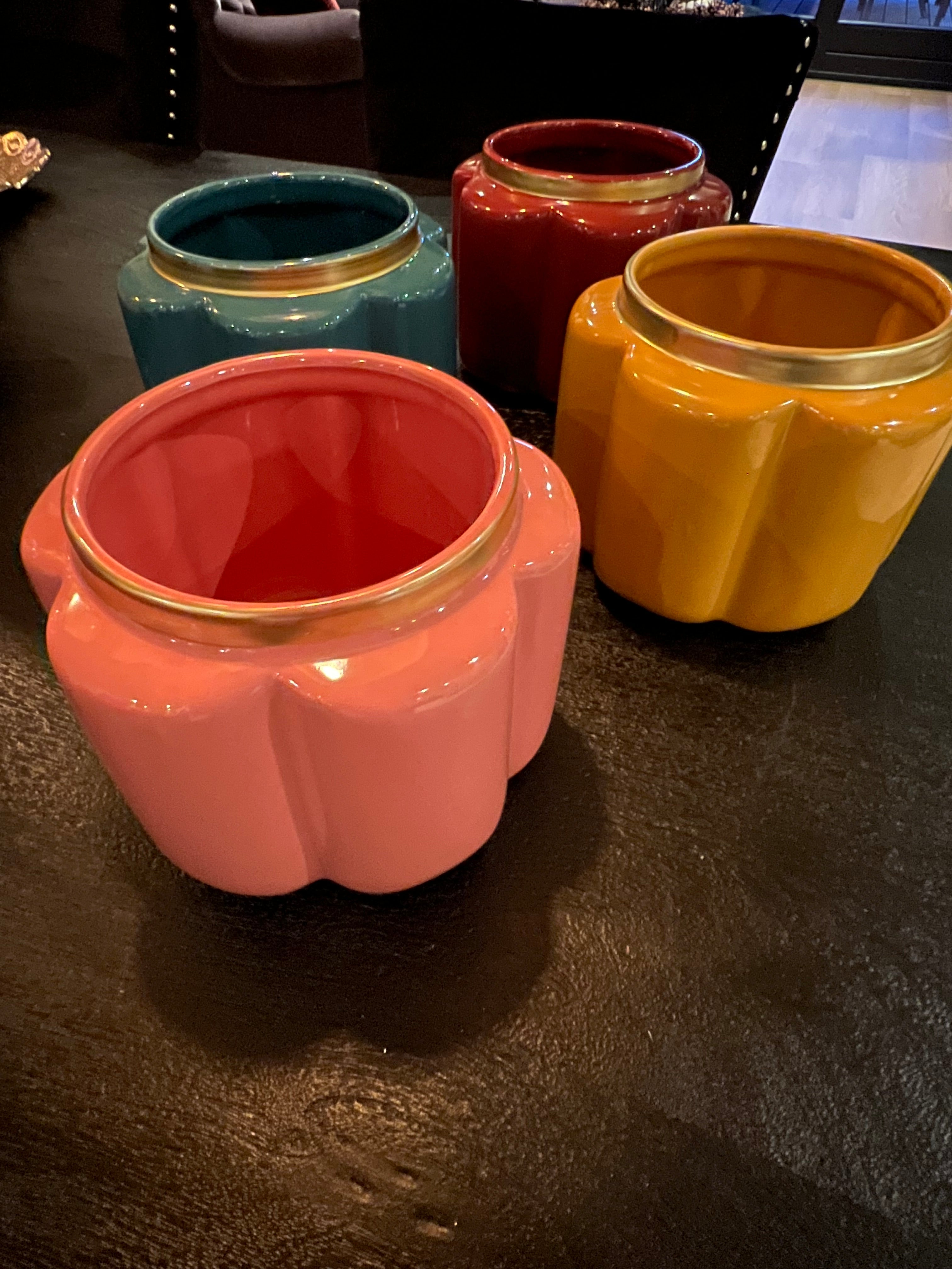 Bloempot Pouff geel 17.5 cm