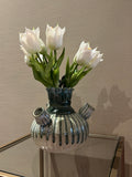 Aardewerk tulpenvaas blauw